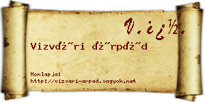 Vizvári Árpád névjegykártya